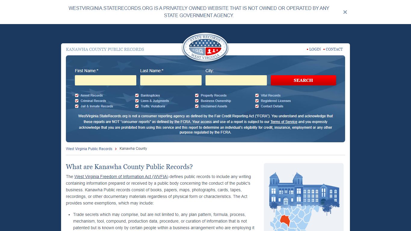 Kanawha County Arrest, Court, and Public Records | StateRecords.org